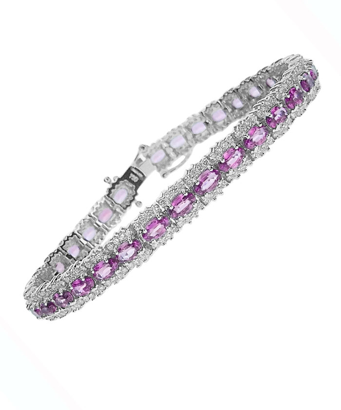 Pink Sapphire & Diamond Cocktail Bracelet
