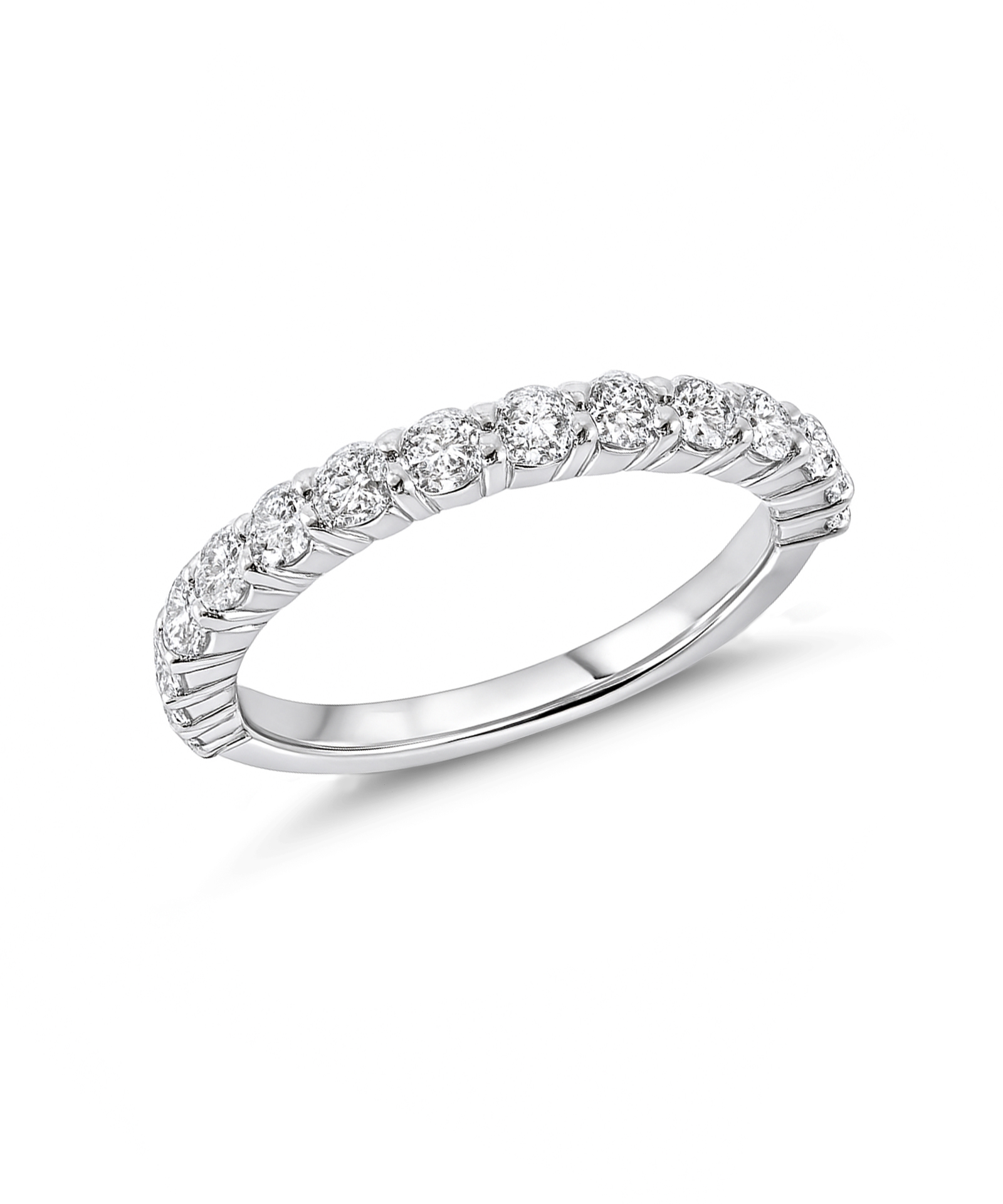 Platinum Round Brilliant Cut Diamond Eternity Band with Scallop Detail