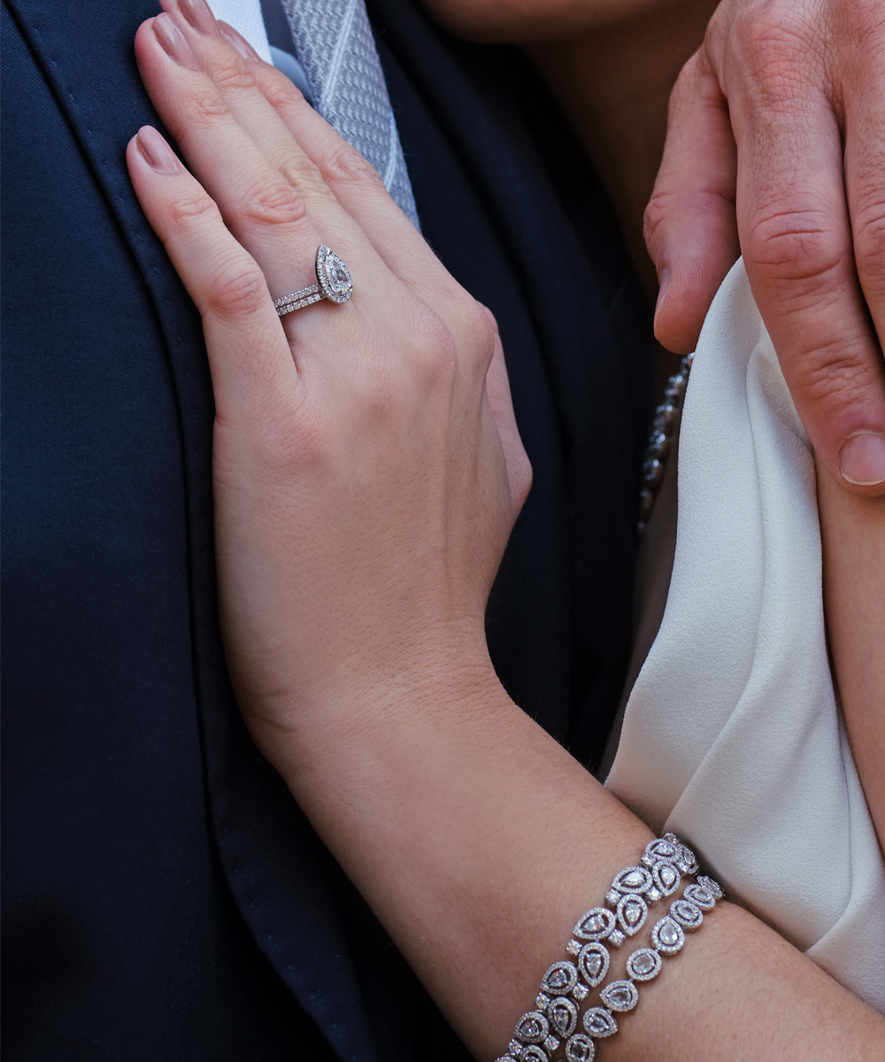 Pear Cut Diamond Engagement Ring & Statement Bracelet - Phillip Stoner The Jeweller
