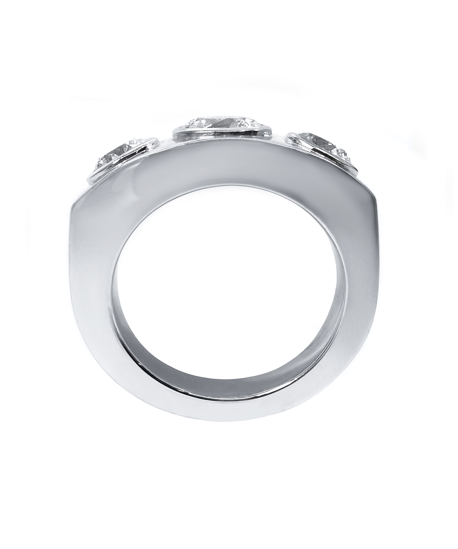 Platinum Heavy Weight Bombe Ring with Round Brilliant Cut Lab Grown Diamonds - Side
