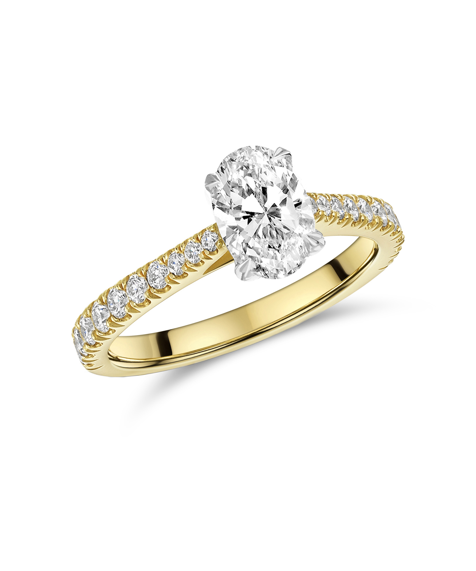 0.70ct Oval Diamond 18ct Yellow Gold Engagement Ring with Castel Set Shoulders
