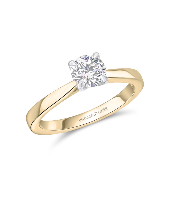 0.70ct Round Brilliant 18ct Yellow Gold Diamond Ring with Cathedral Setting - Phillip Stoner The Jeweller