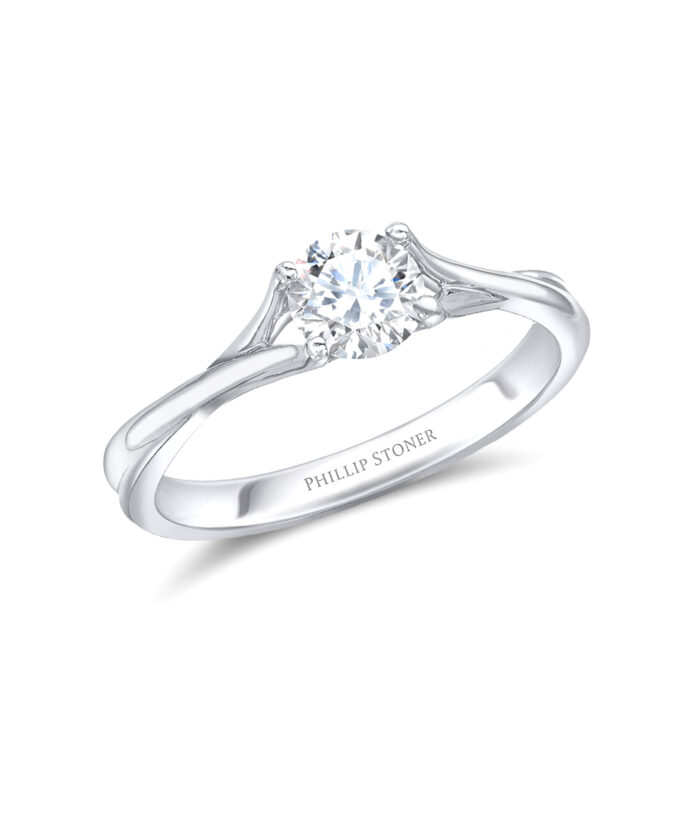 0.70ct Round Brilliant Cut Diamond Plaited Engagement Ring - Phillip Stoner The Jeweller