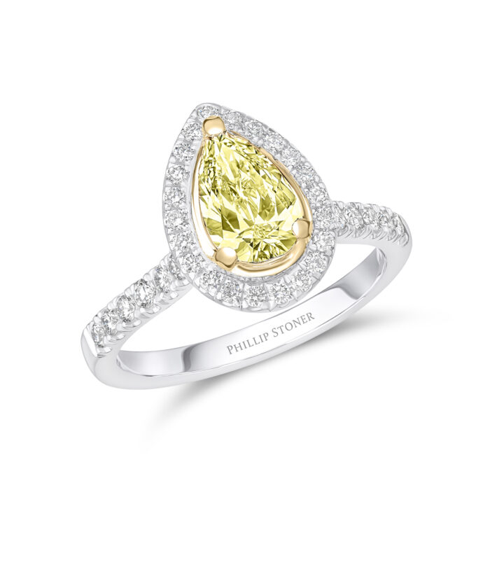 2ct Pear Cut Yellow Diamond Cluster Engagement Ring - Phillip Stoner The Jeweller