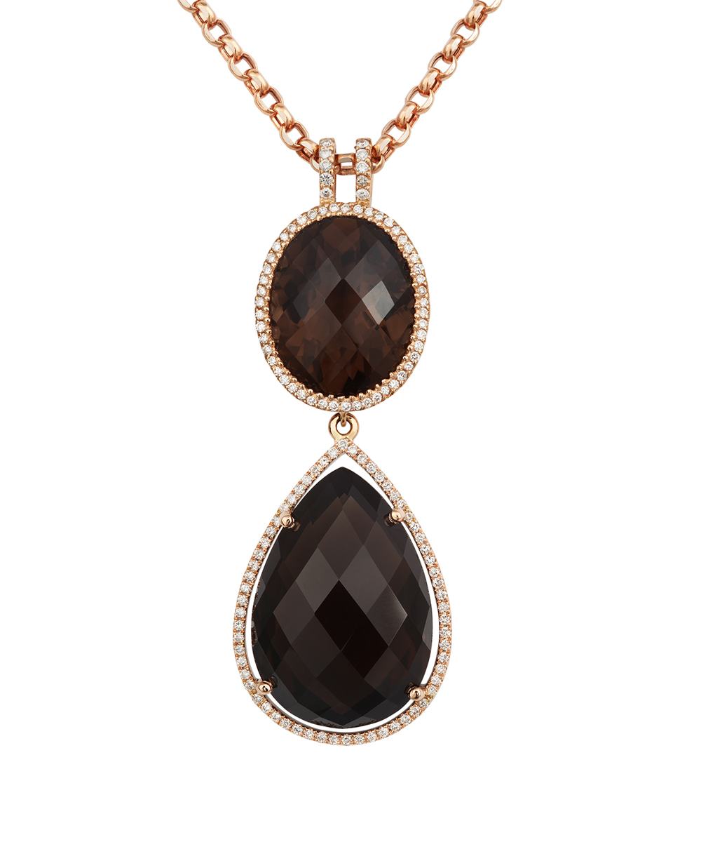 Cognac Quartz & Diamond Cocktail Pendant