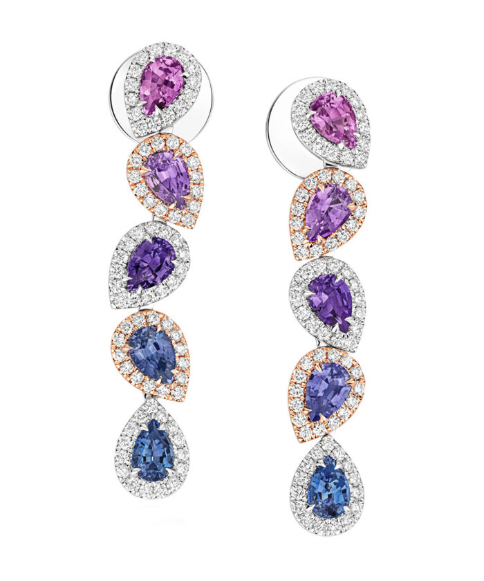 Madagascan Untreated Sapphire & Diamond Earrings, Phillip Stoner The Jeweller