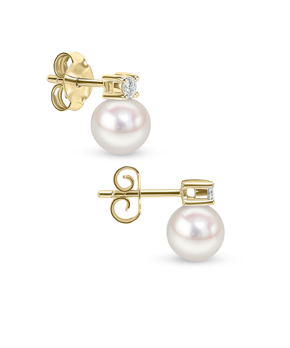 Akoya Pearl & Diamond Studs in 18ct Yellow Gold - Settings