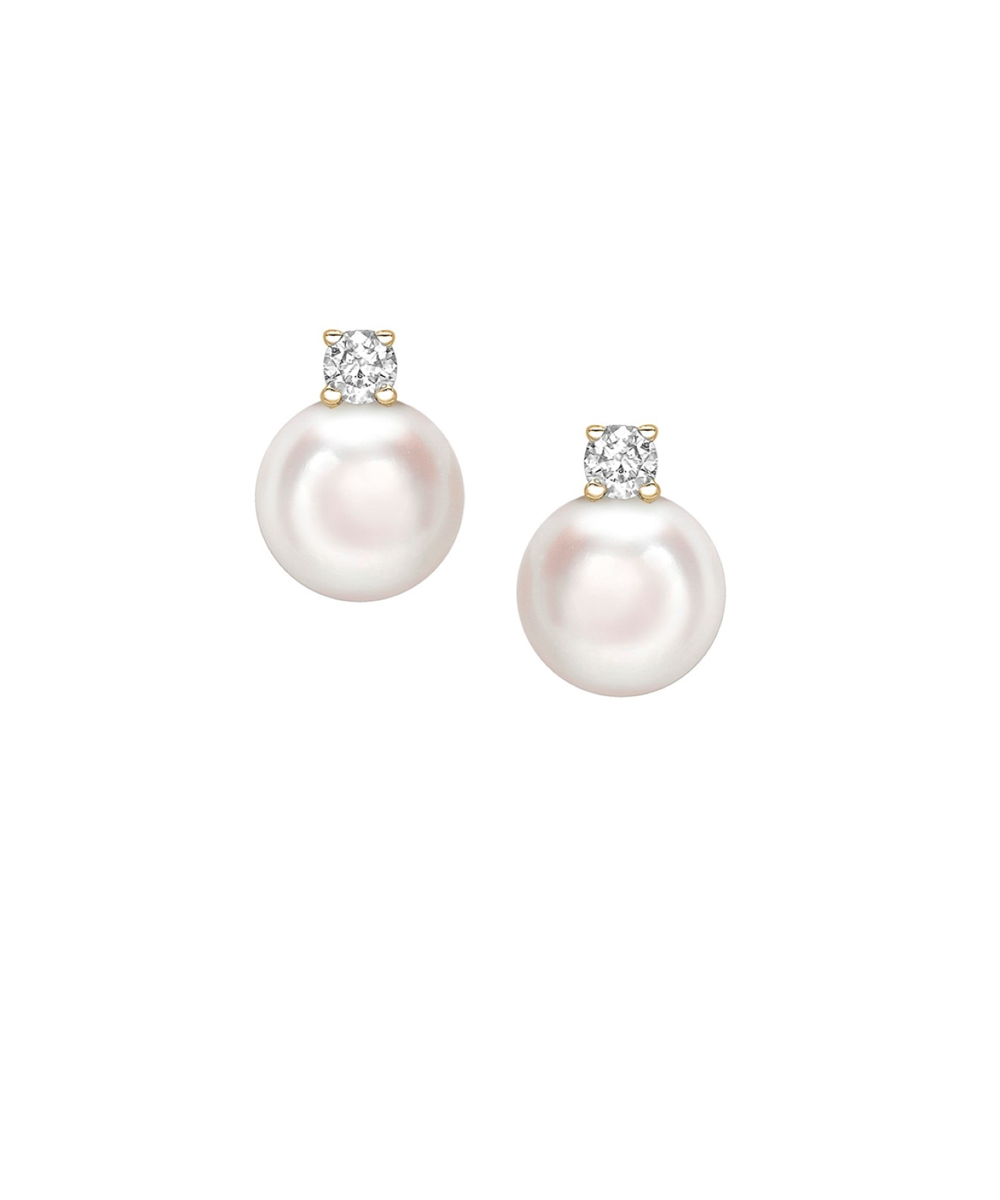 Akoya Pearl & Diamond Studs in 18ct Yellow Gold