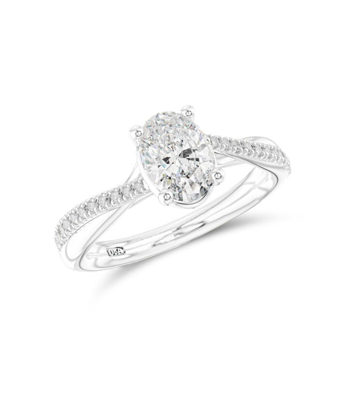 0.70ct Oval Cut Diamond Twist Engagement Ring