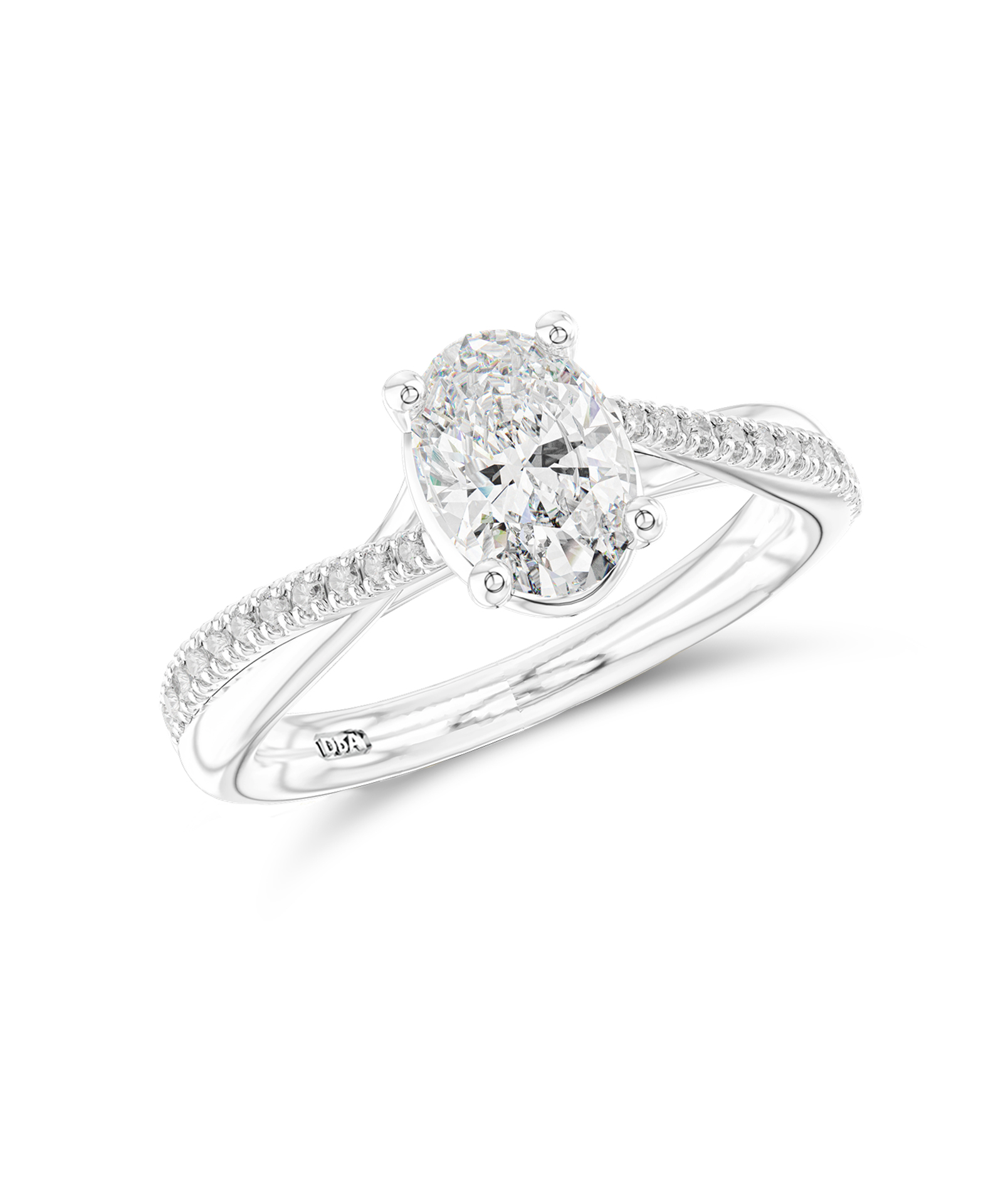 0.70ct Oval Cut Diamond Twist Engagement Ring