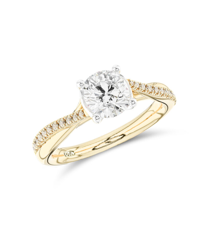 0.70ct Round Brilliant Cut Diamond Twist Engagement Ring in 18ct Yellow Gold