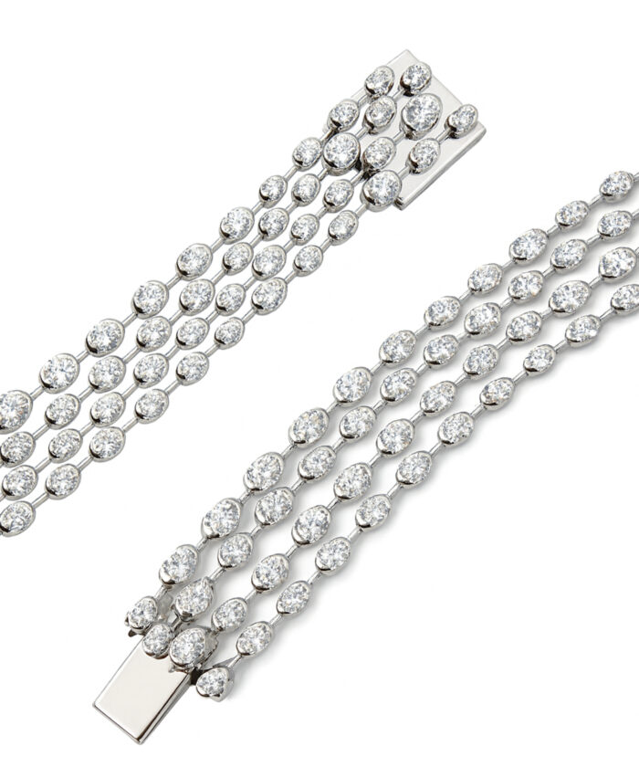 18ct White Gold Diamond Multi-row Waterfall Bracelet