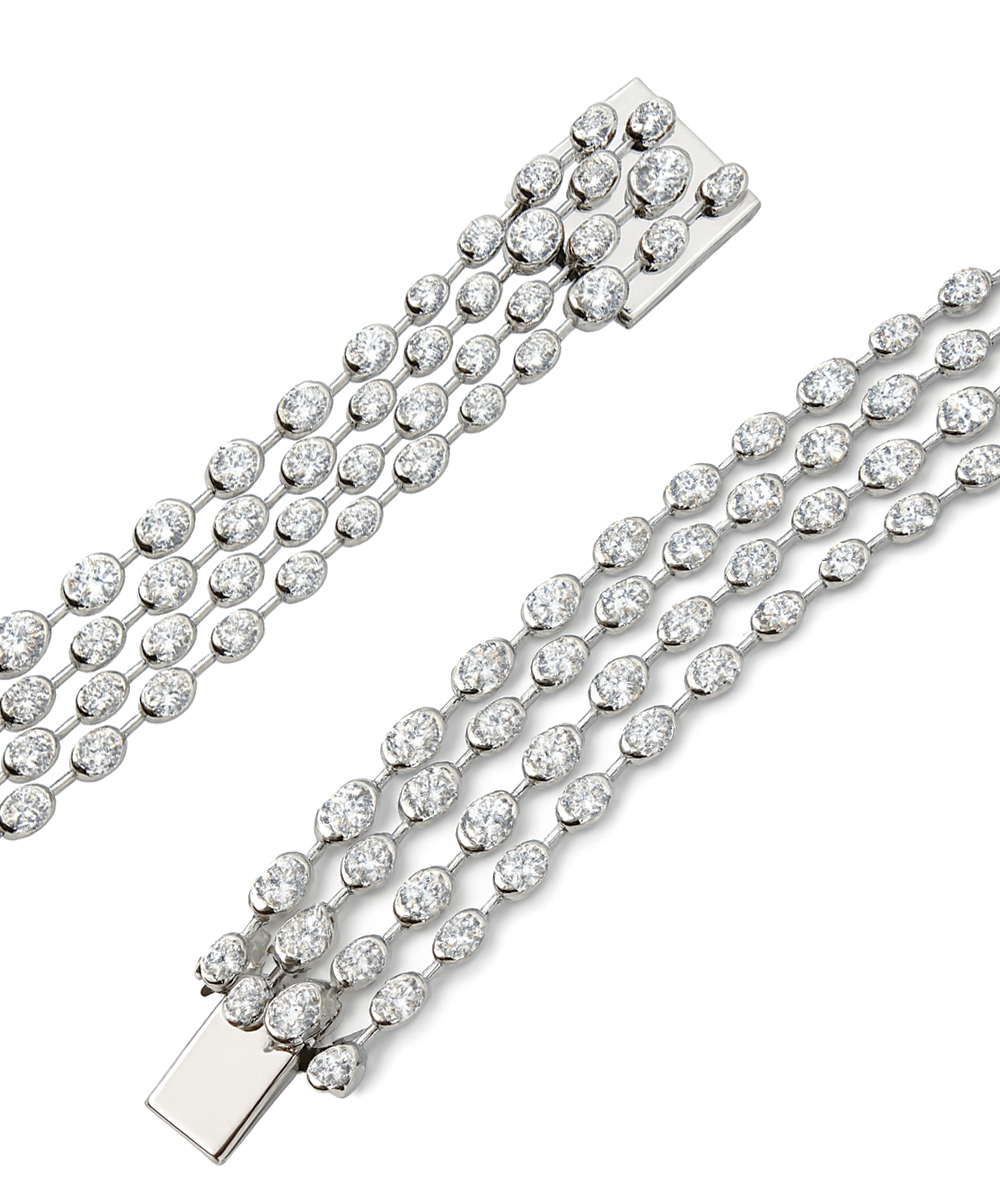 18ct White Gold Diamond Multi-row Waterfall Bracelet
