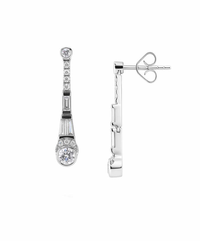 18ct White Gold Diamond Set Icicle Drop Earrings