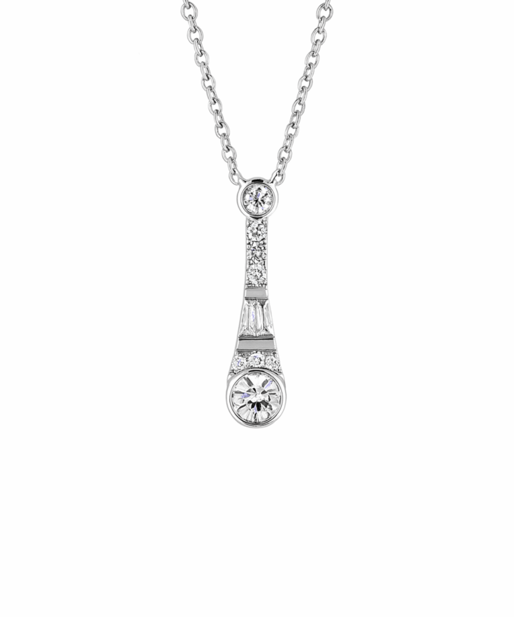 18ct White Gold Diamond Set Icicle Pendant