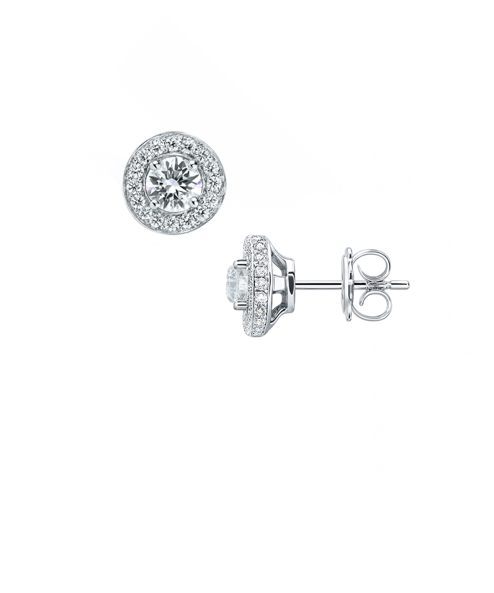 18ct White Gold Round Brilliant Cut Diamond Cluster Earrings