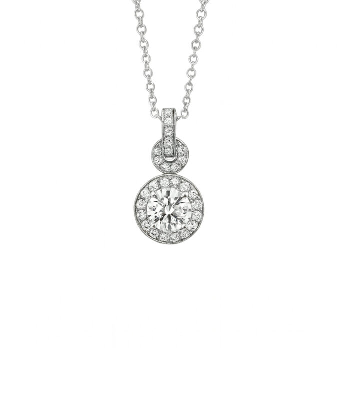 18ct White Gold Round Brilliant Cut Diamond Cluster Pendant