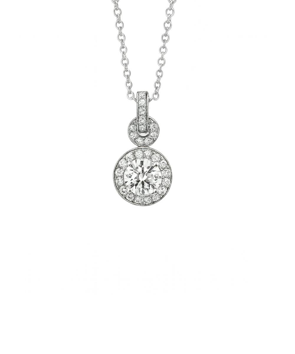 18ct White Gold Round Brilliant Cut Diamond Cluster Pendant