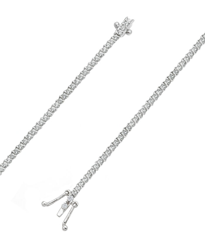 18ct White Gold Two-Claw Eound Brilliant Cut Diamond Tennis Bracelet