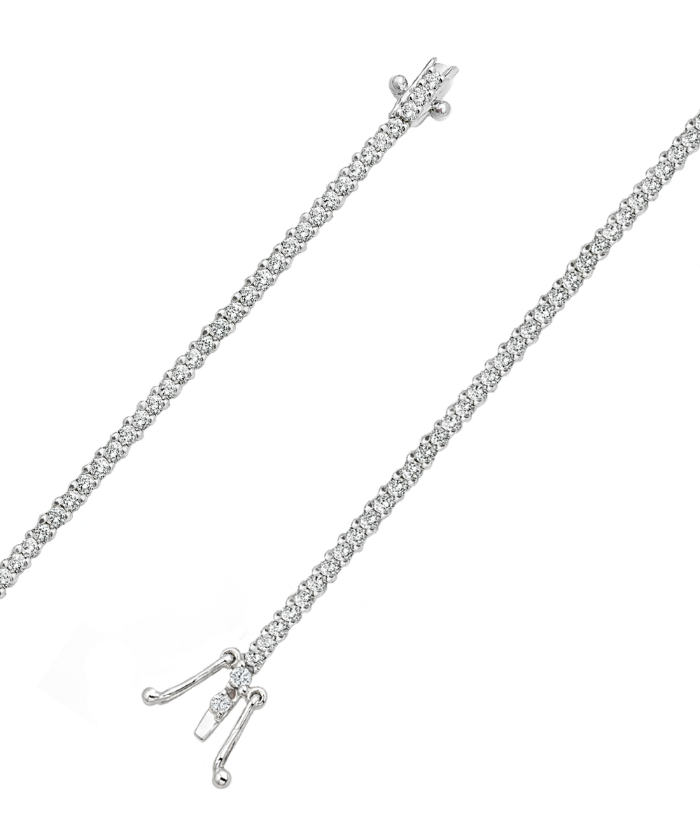 18ct White Gold Two-Claw Eound Brilliant Cut Diamond Tennis Bracelet
