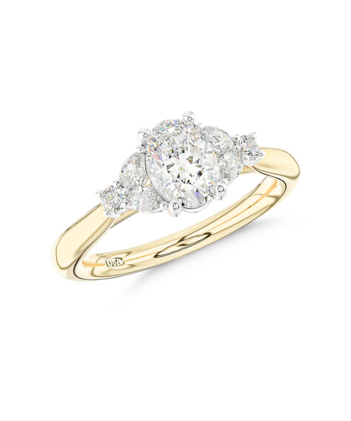 18ct Yellow Gold 0.70ct Oval Cut Diamond Leaf Engagement Ring