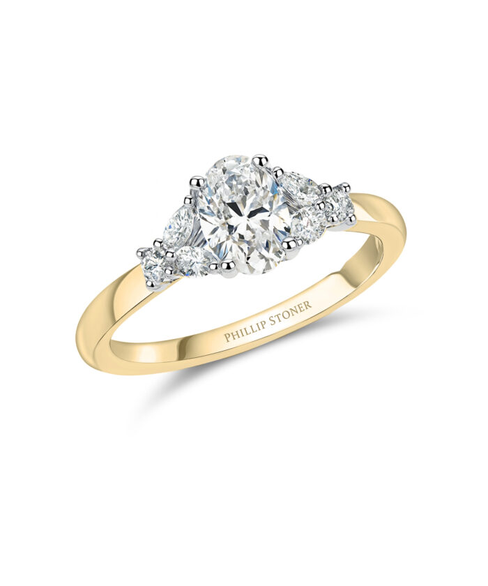 18ct Yellow Gold 0.70ct Oval Diamond Leaf Engagement Ring