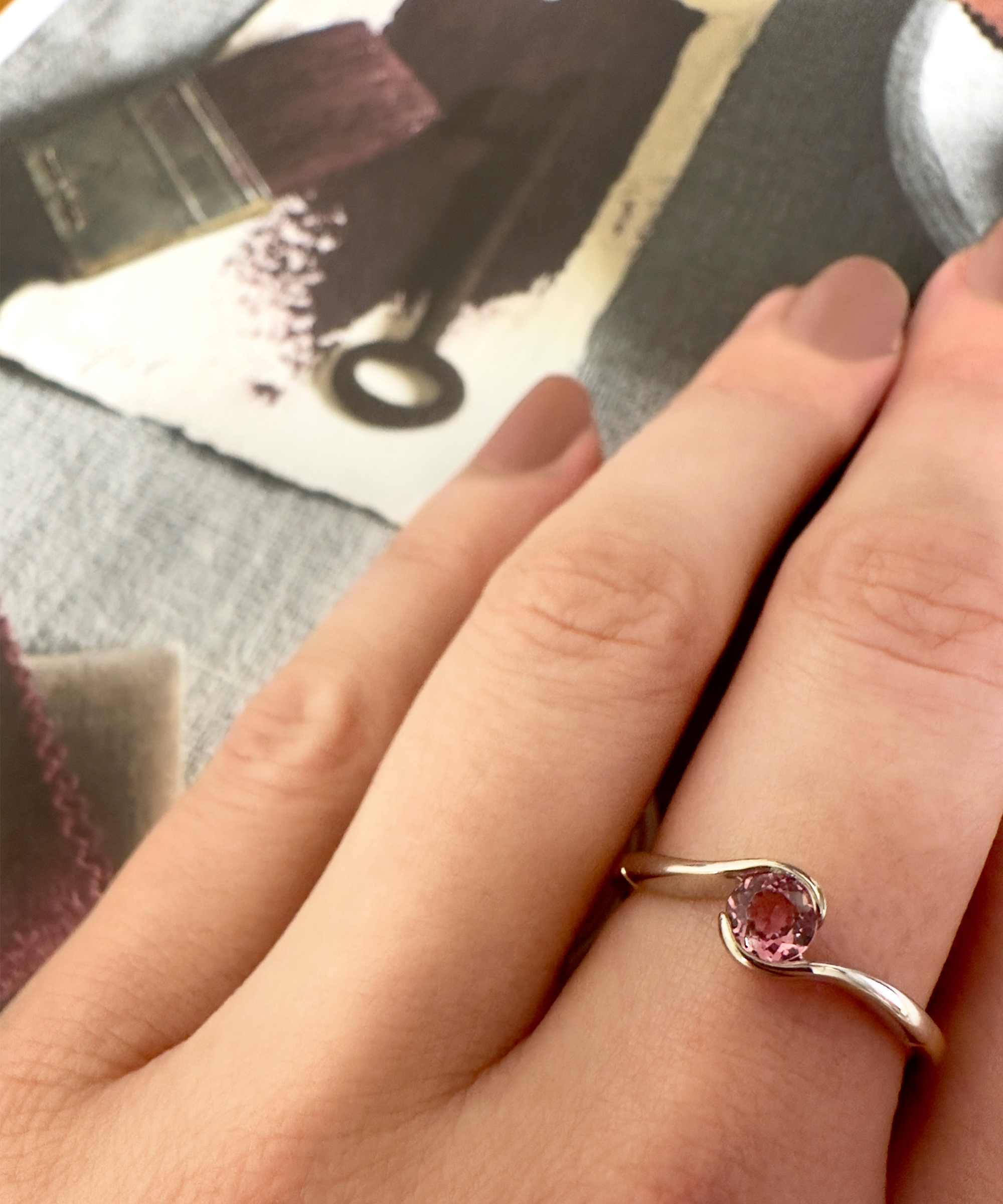 9ct Yellow & White Gold Pink Tourmaline Dress Ring