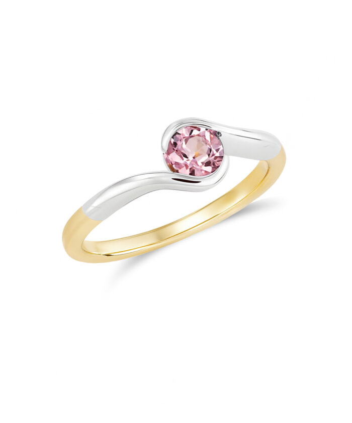 9ct Yellow & White Gold Pink Tourmaline Ring