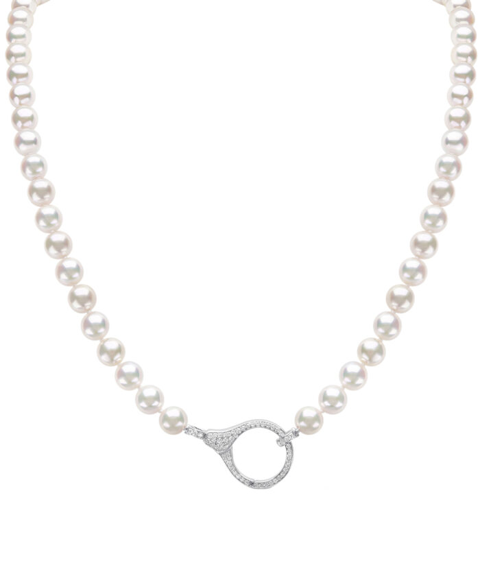 Akoya Pearl & 18ct White Gold Diamond Karabiner Necklace
