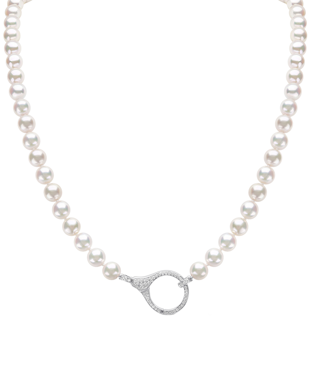 Akoya Pearl & 18ct White Gold Diamond Karabiner Necklace