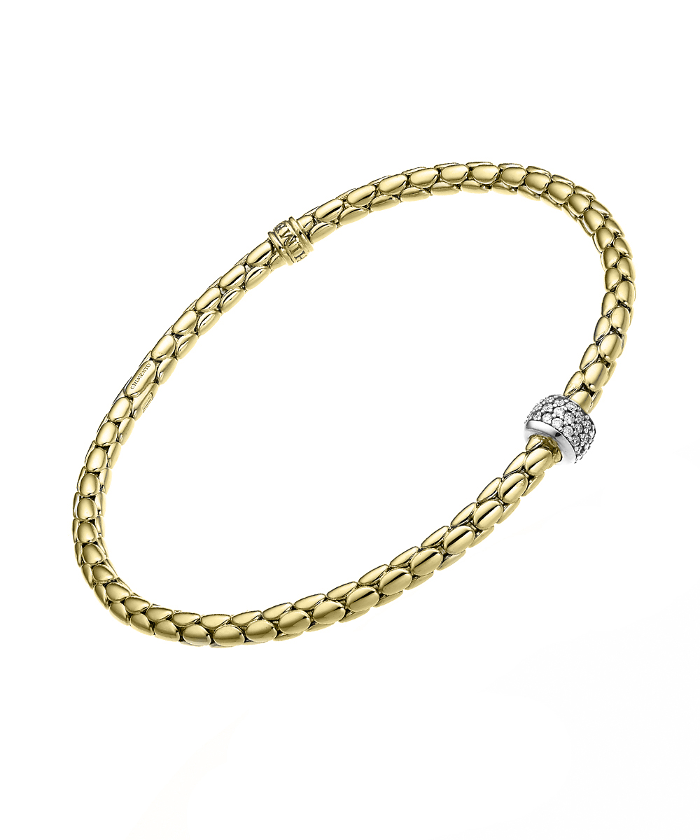 Chimento Stretch Spring Yellow Gold Diamond Bead Bracelet