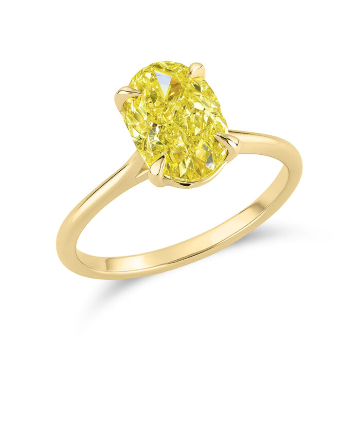 Oval Cut Fancy Intense Yellow Diamond Engagement Ring