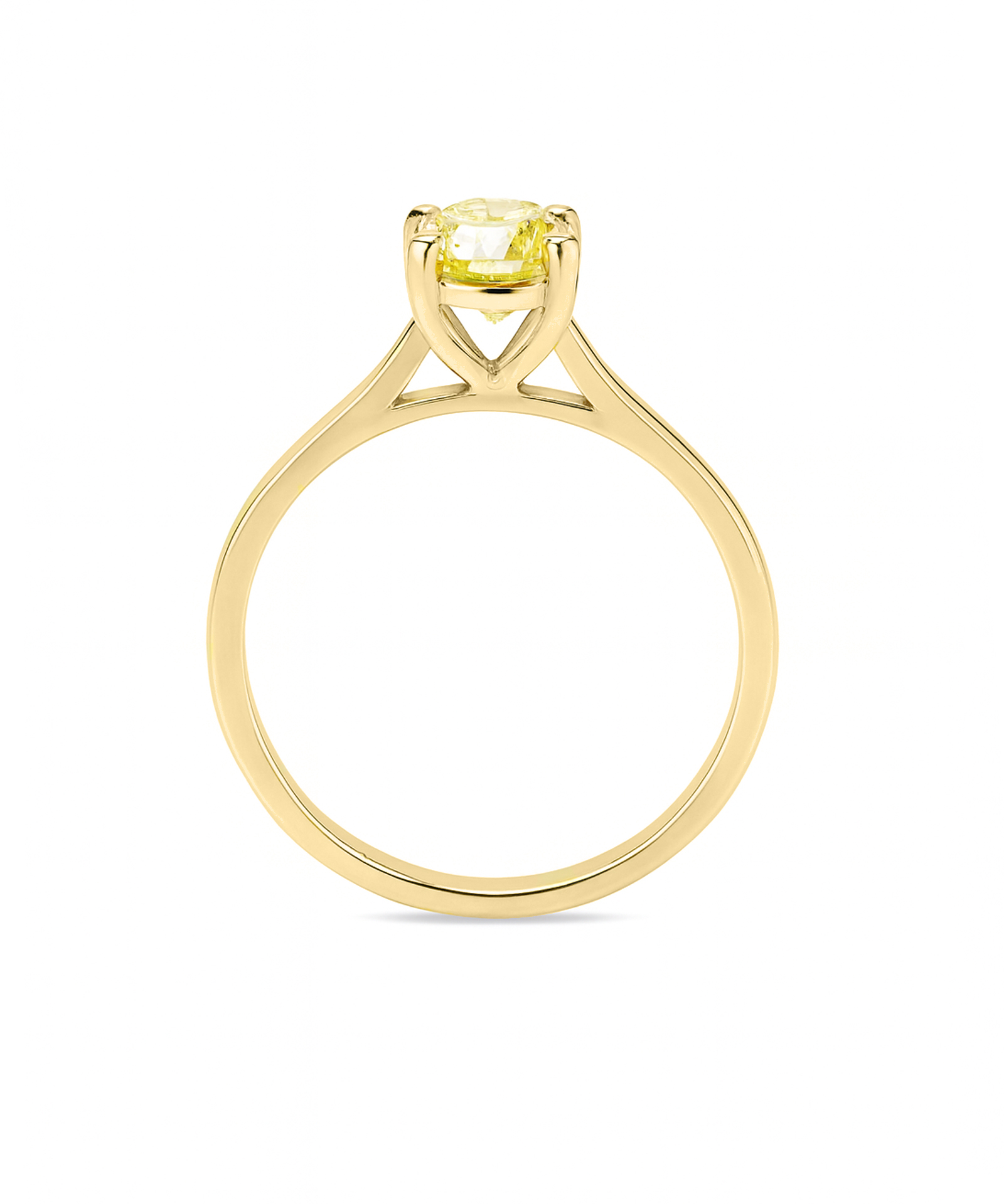 Oval Cut Fancy Intense Yellow Diamond Engagement Ring - Side