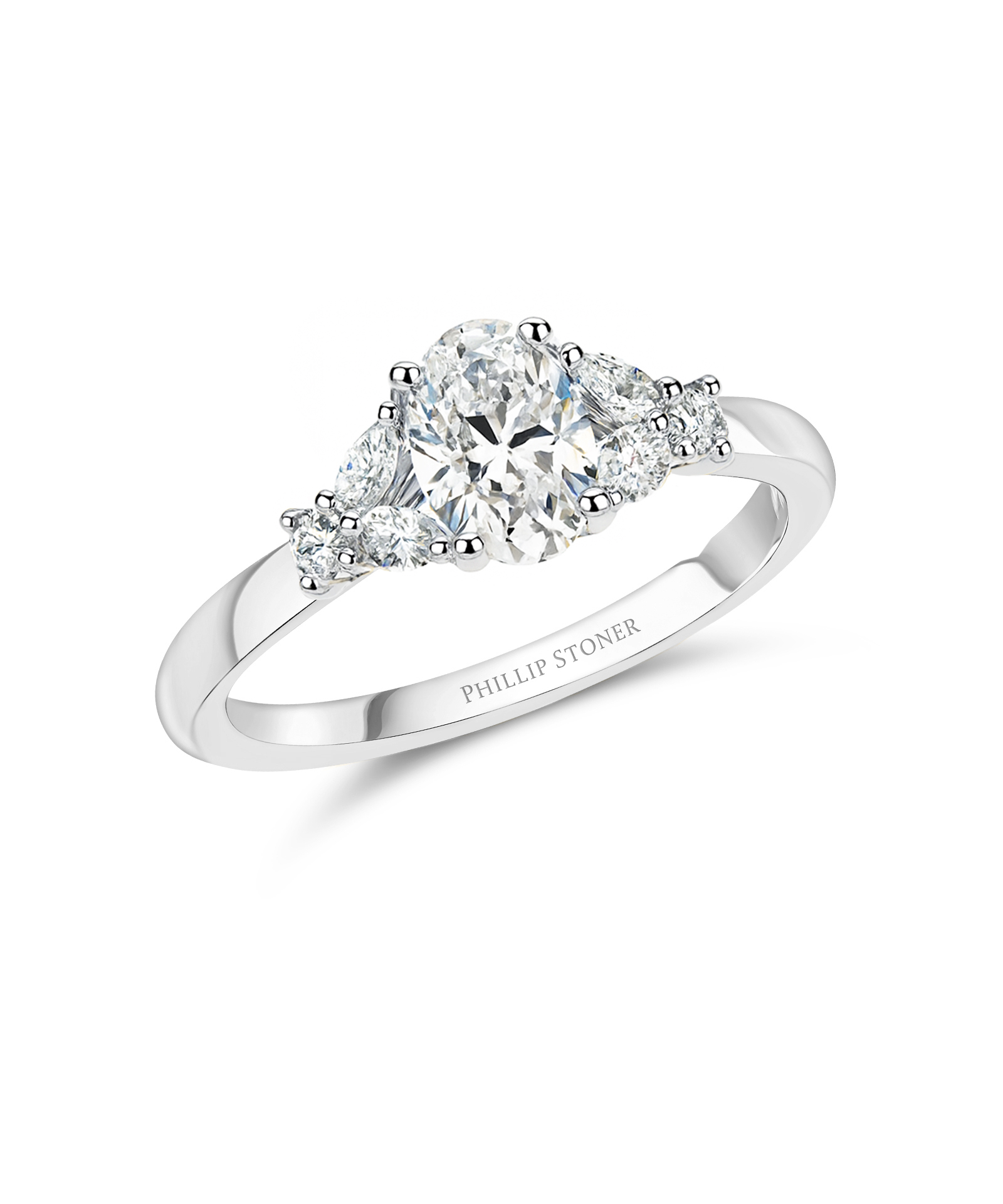 Platinum 0.70ct Oval Diamond Leaf Engagement Ring