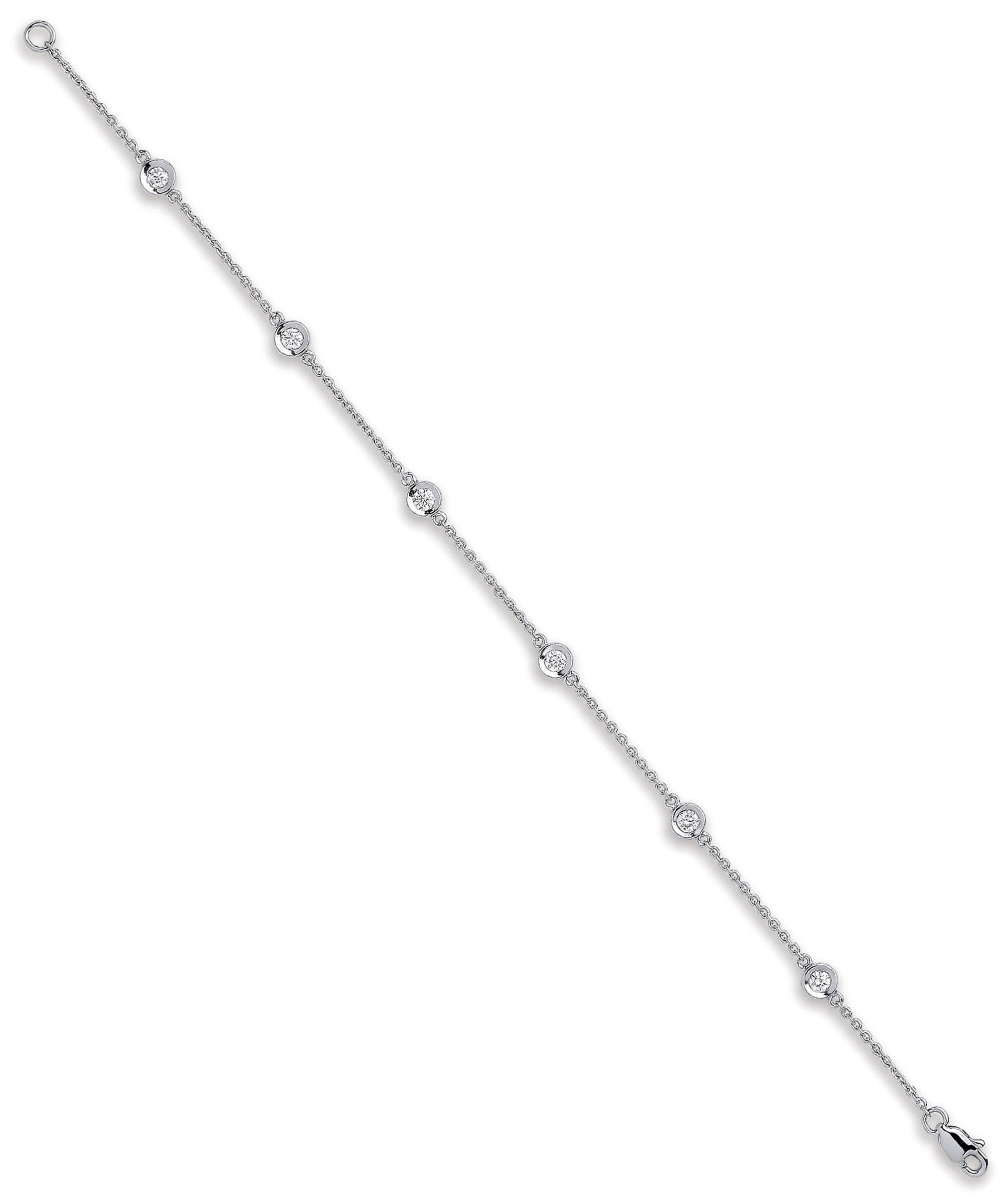 Rubover Set Diamond Chain Bracelet - 18ct White Gold