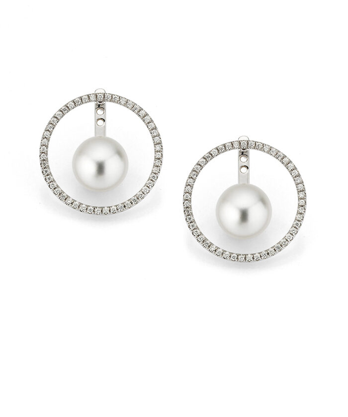 Yana Nesper 18ct White Gold, Pearl & Diamond Orbit Earrings