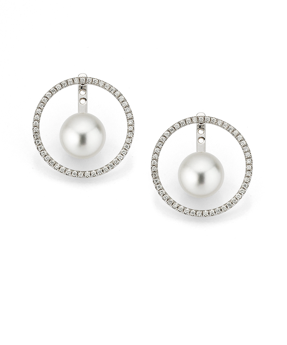 Yana Nesper 18ct White Gold, Pearl & Diamond Orbit Earrings