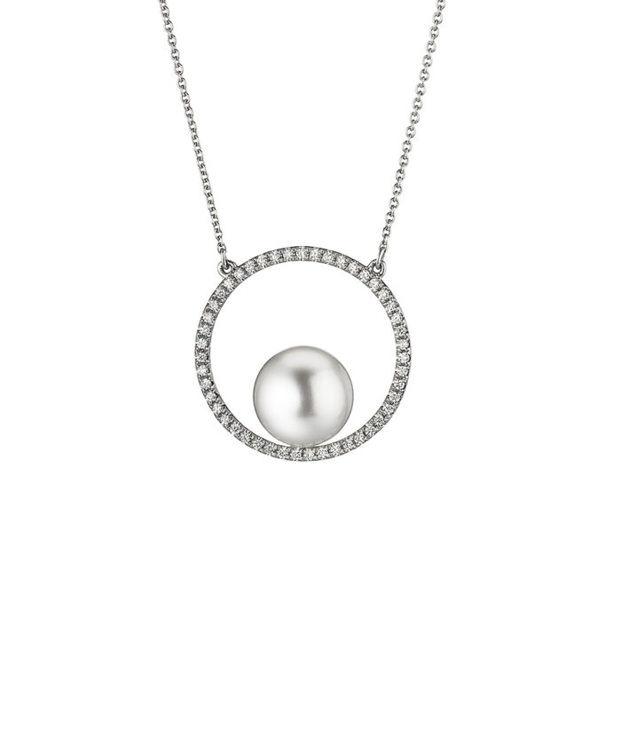 Yana Nesper 18ct White Gold, Pearl & Diamond Orbit Pendant