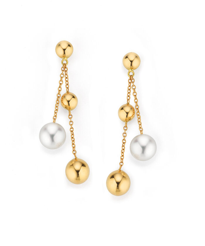 Yana Nesper 18ct Yellow Gold & Akoya Pearl Boules Drop Earrings