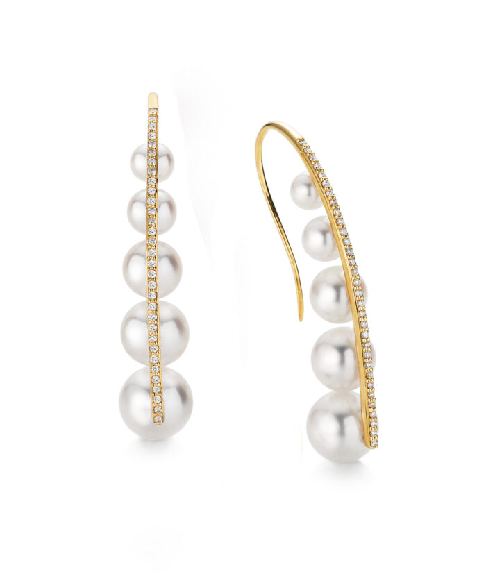 Yana Nesper 18ct Yellow Gold Appassionata Pearl & Diamond Earrings