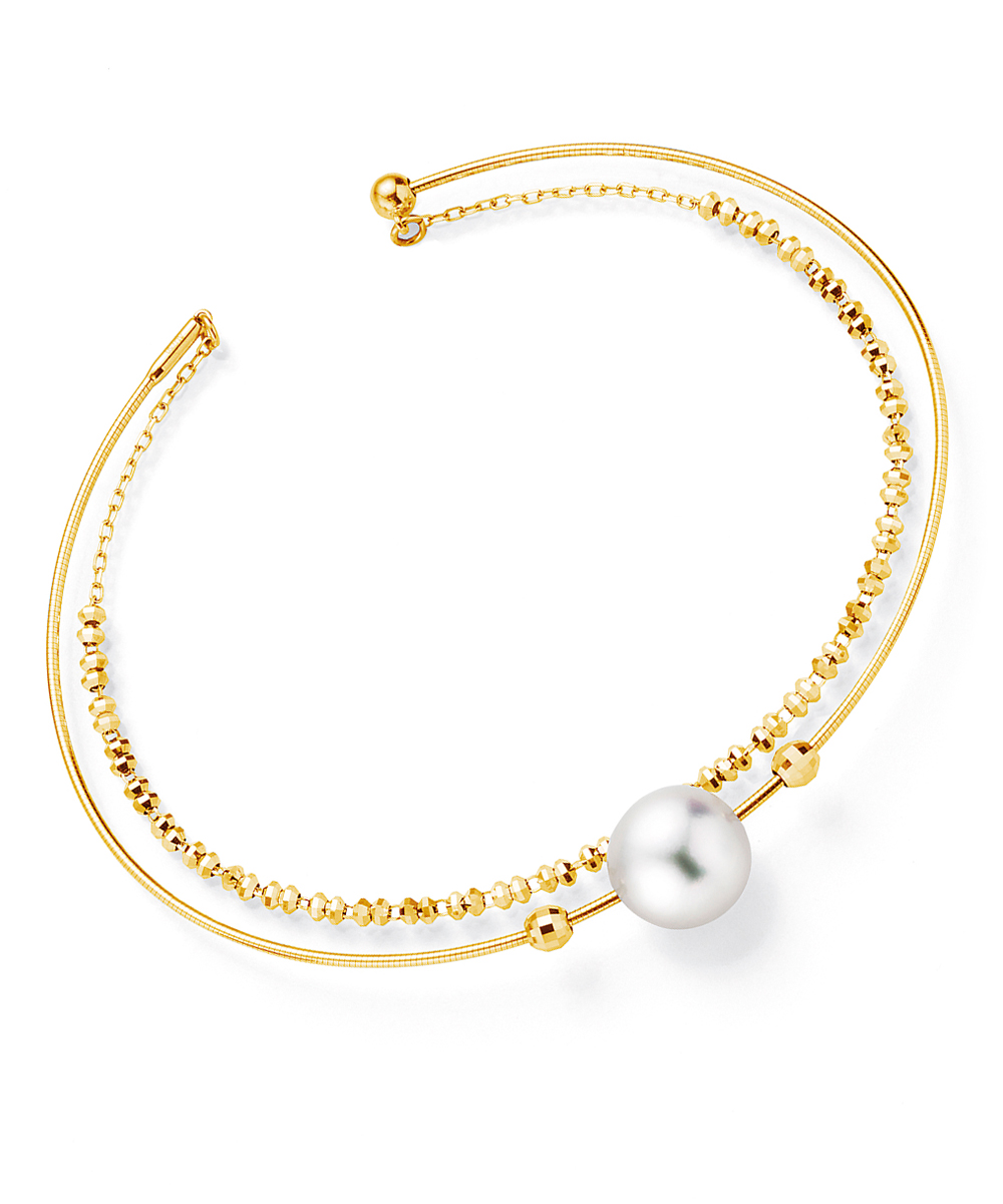 Yana Nesper 18ct Yellow Gold Charmant Flexible Bangle with Akoya Pearls