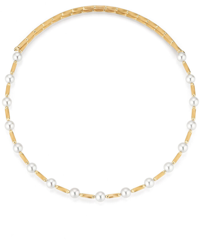 Yana Nesper 18ct Yellow Gold Silk Magnet Collar with Akoya Pearls Necklace