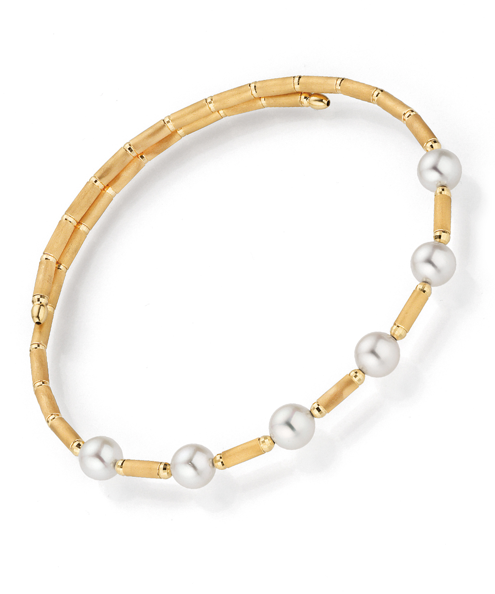 Yana Nesper 18ct Yellow Gold Silk Magnet Flexible Bangle with Akoya Pearls