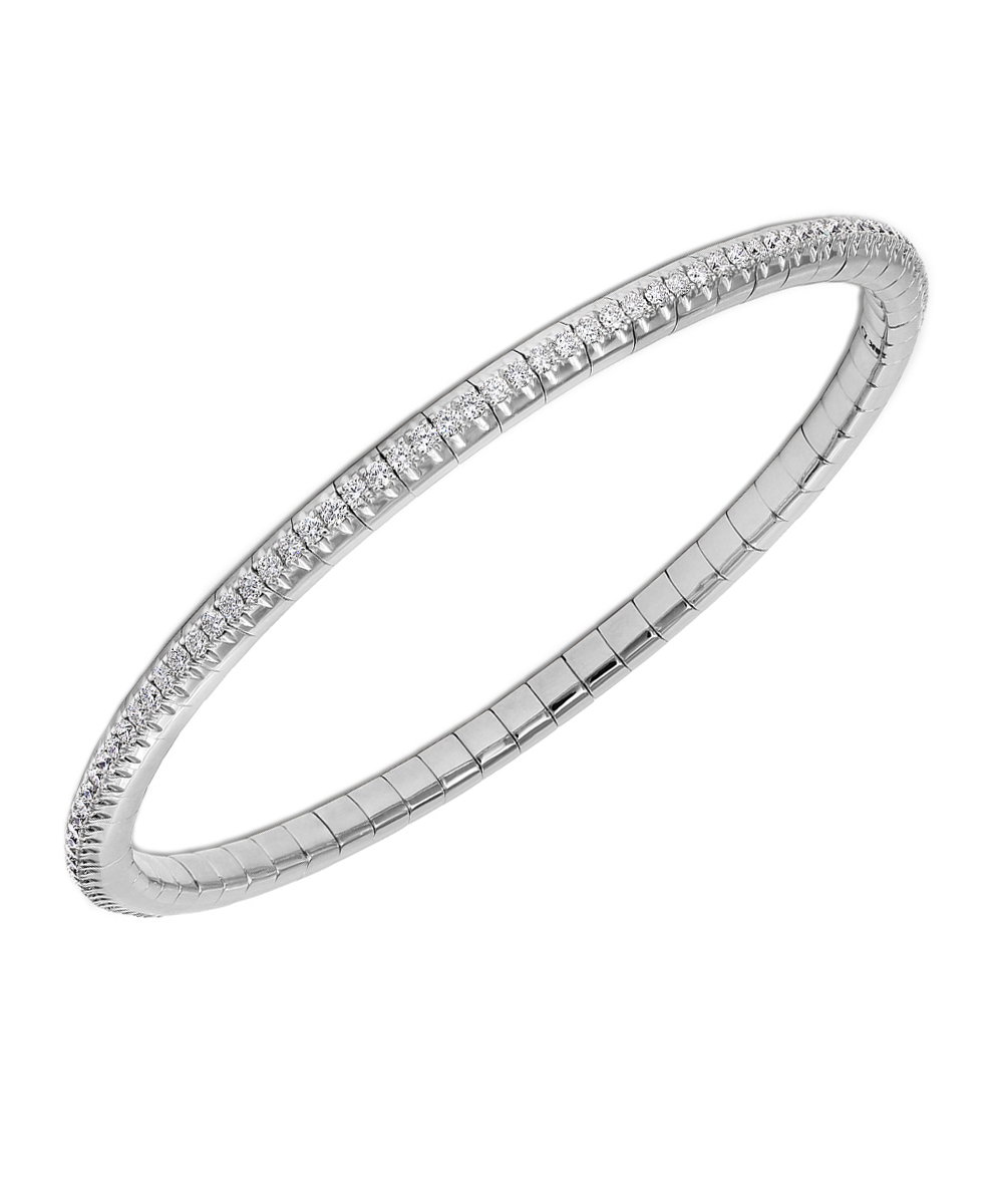 18ct White Gold Diamond Flexible Line Bangle