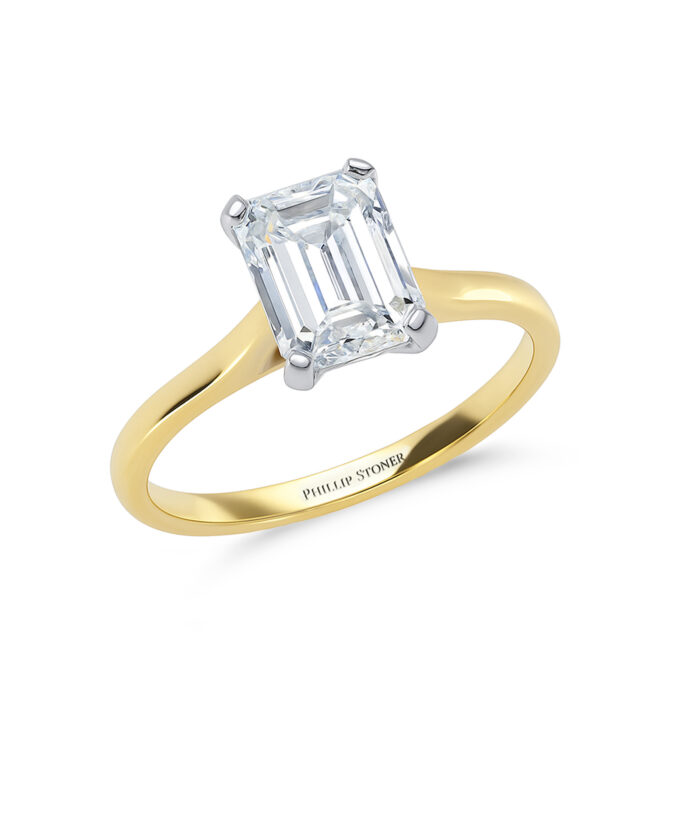 18ct Yellow Gold 1.20ct Emerald Cut Diamond Solitaire Engagement Ring
