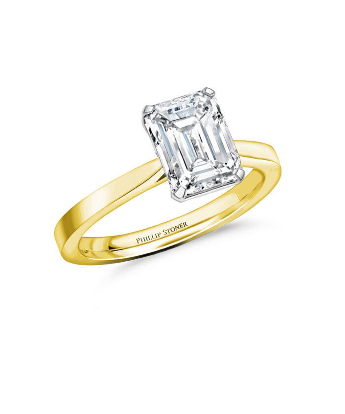 18ct Yellow Gold 1.20ct Emerald Cut Open Tulip Diamond Engagement Ring