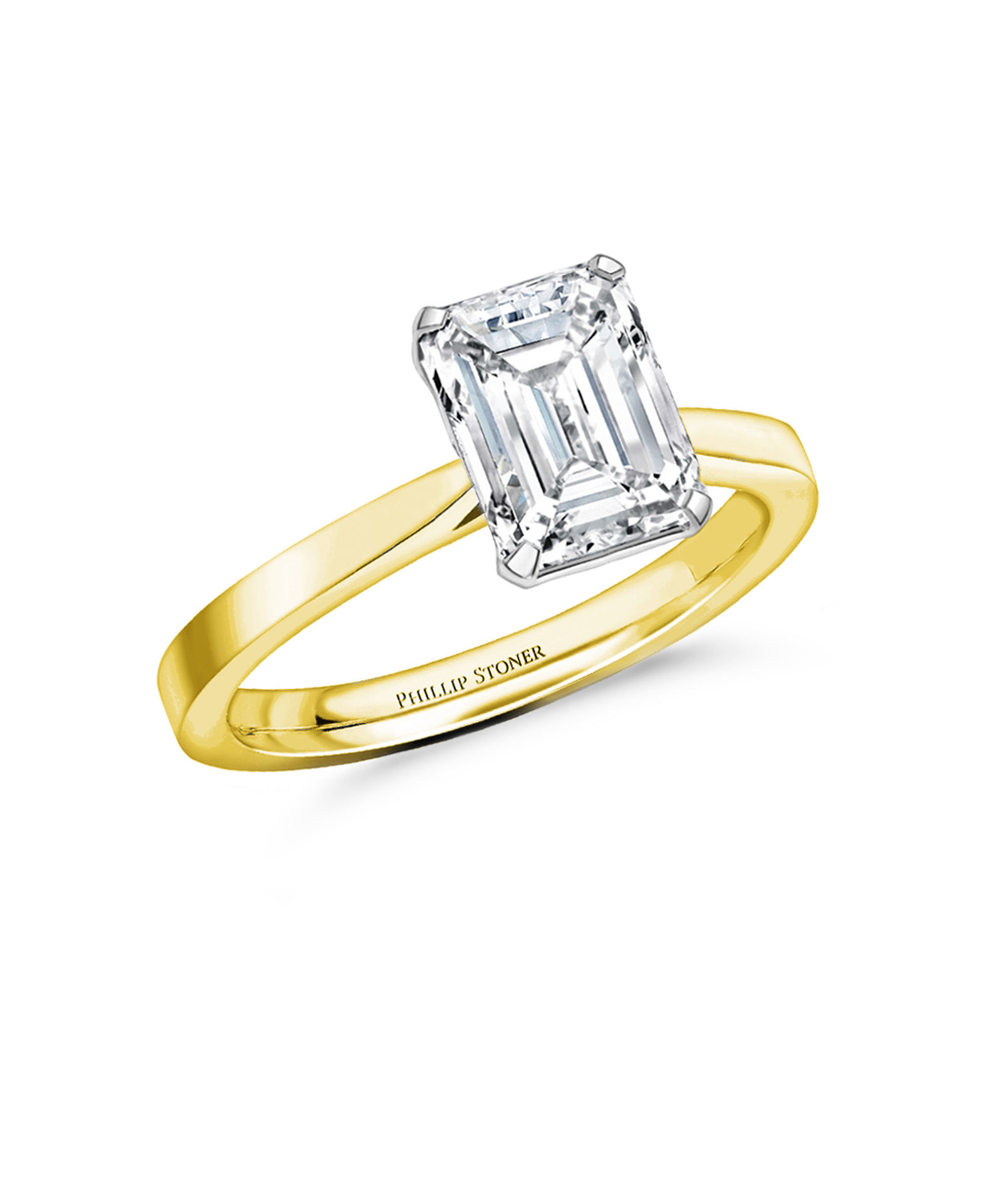 18ct Yellow Gold 1.20ct Emerald Cut Open Tulip Diamond Engagement Ring