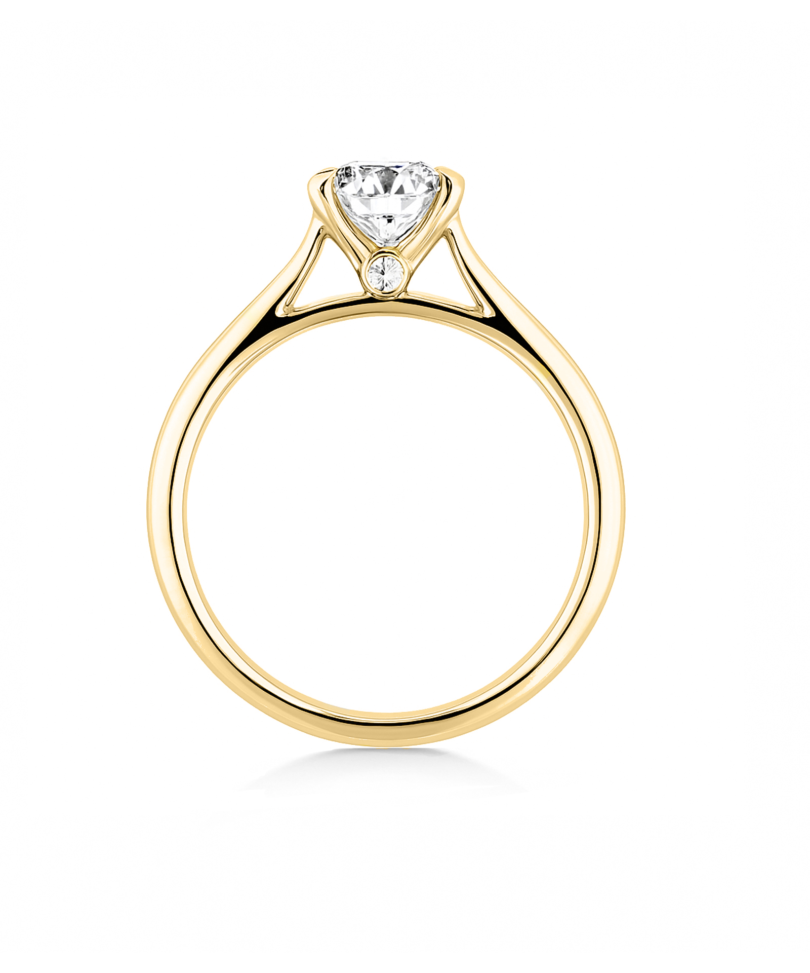 18ct Yellow Gold 1.5ct Round Brilliant Cut Lab Grown Diamond Ring - Side Detail