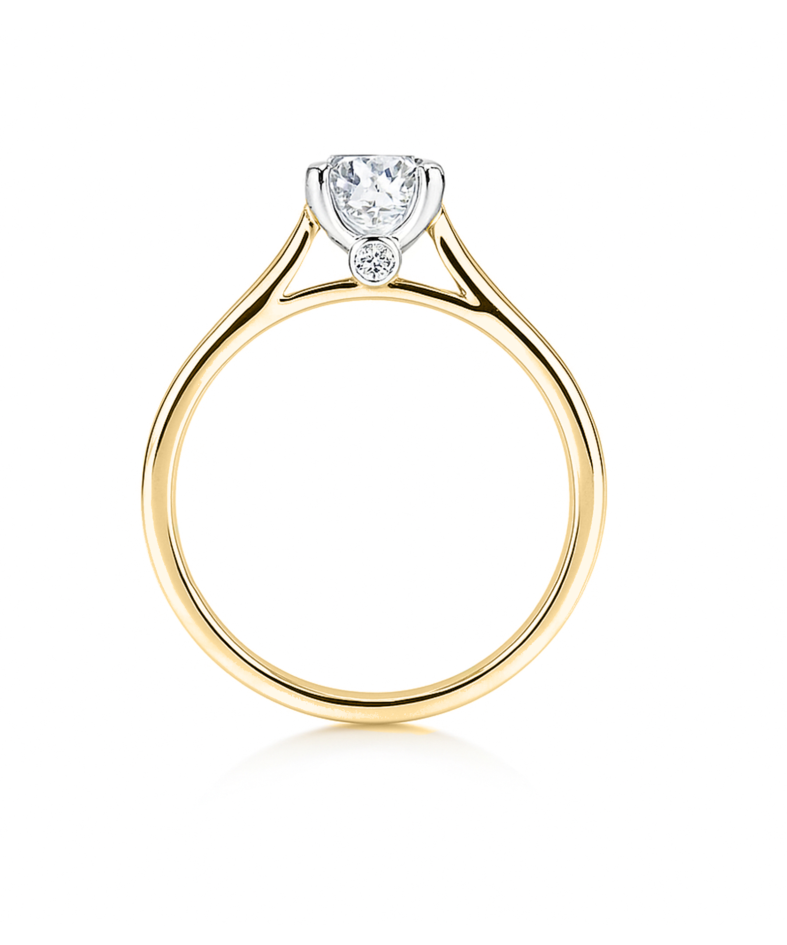 18ct Yellow Gold 1ct Round Brilliant Cut Lab Grown Diamond Ring - Side