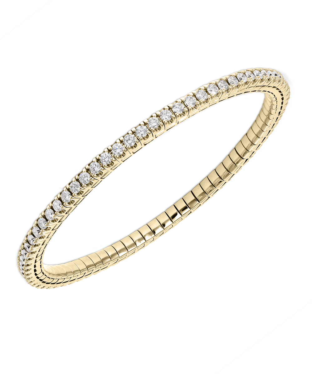 18ct Yellow Gold Diamond Flexible Line Bangle